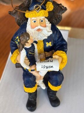University of Michigan Wishlist Santa Second in Limited Series hanging ornament
